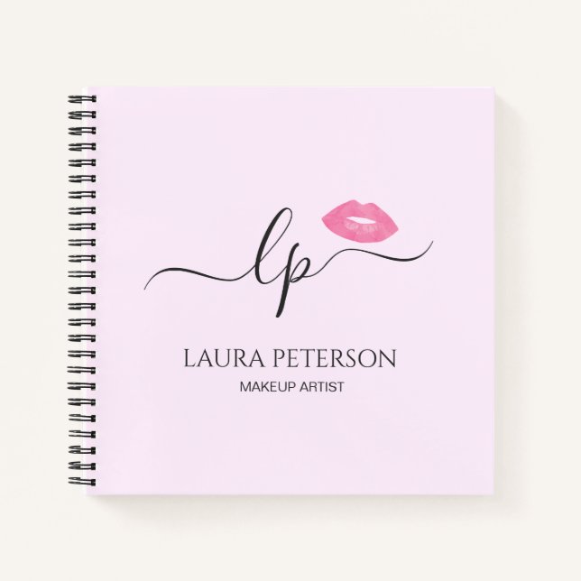 Elegante Rosa Lippen handgeschriebene Skriptkallig Notizbuch (Vorderseite)