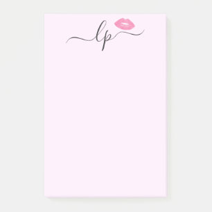Elegante Rosa Lippen handgeschriebene Skriptkallig Post-it Klebezettel