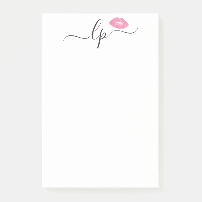 Elegante Rosa Lippen handgeschriebene Skriptkallig Post-it Klebezettel (Vorderseite)
