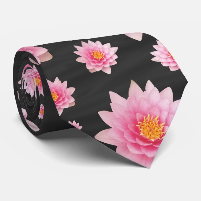 Elegante Rosa Lotus-Blume Krawatte (Gerollt)