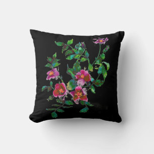 Elegante rosa-magenta Aquarell-Blumenrosen  Kissen
