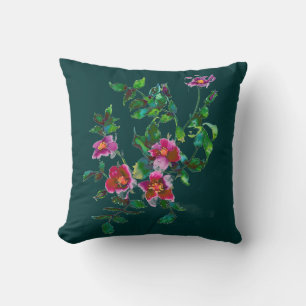 Elegante rosa-magenta Aquarell-Blumenrosen Kissen