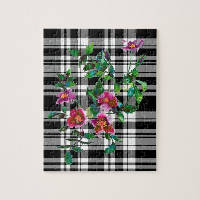 Elegante rosa Magenta Aquarellblumen Rose (Vertikal)