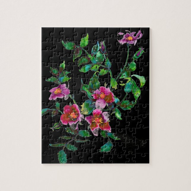 Elegante rosa Magenta Aquarellblumen Rose (Vertikal)