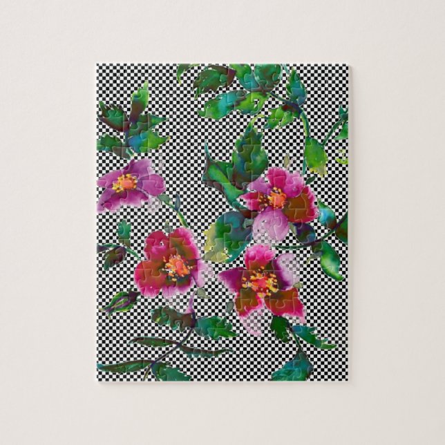 Elegante rosa Magenta Aquarellblumen Rose (Vertikal)