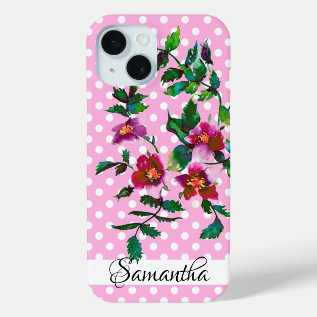 Elegante rosa Magenta Wasserfarbe Wilde Rose Punkt Case-Mate iPhone Hülle (Rückseite)