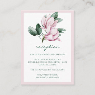 Elegante Rosa Magnolia Eukalyptus Wedding Receptio Begleitkarte