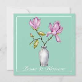 Elegante Rosa Magnolia Wasserfarbe im Glas Vase