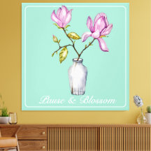 Elegante rosa Magnolie Aquarell