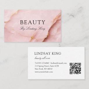 Elegante rosa Marmor QR-Code Visitenkarte Terminkarte
