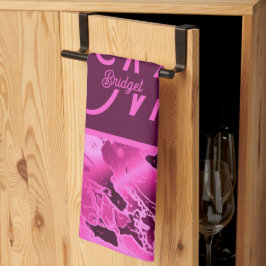 Elegante rosa Marmormor fett formatierte Monogramm Geschirrtuch