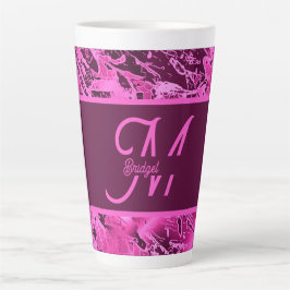 Elegante rosa Marmormor fett formatierte Monogramm Milchtasse