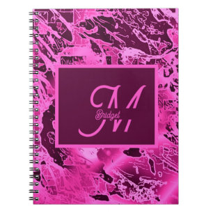 Elegante rosa Marmormor fett formatierte Monogramm Notizblock
