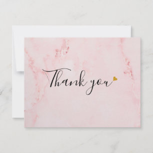 Elegante rosa Marmorschrift Dankeskarte