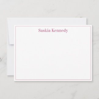 Elegante Rosa Modern Border Personalisiert Mitteilungskarte