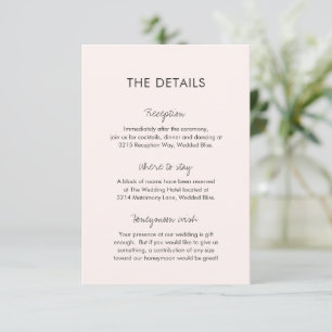 Elegante rosa Moderne Hochzeit Begleitkarte