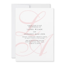 Elegante Rosa Monogramm Einladung zur Hochzeit