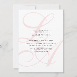 Elegante Rosa Monogramm Einladung zur Hochzeit