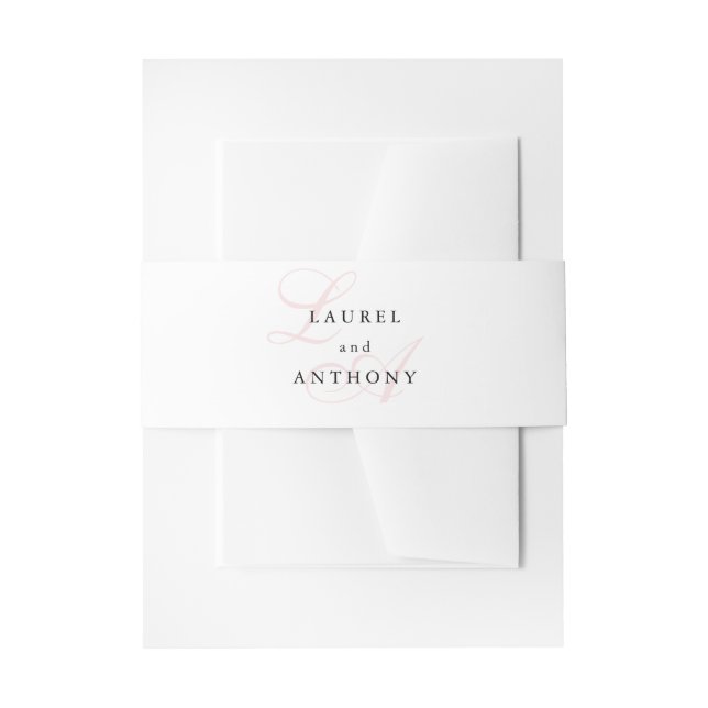 Elegante Rosa Monogramm Einladung zur Hochzeit Einladungsbanderole (Vorderseite Beispiel)