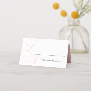 Elegante Rosa Monogramm-Hochzeitsstimmung Platzkarte