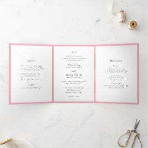 Elegante rosa Monogramm Moderne Hochzeit Dreifach Gefaltete Einladung