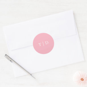 Elegante rosa Monogramm-Moderne Hochzeit Runder Aufkleber