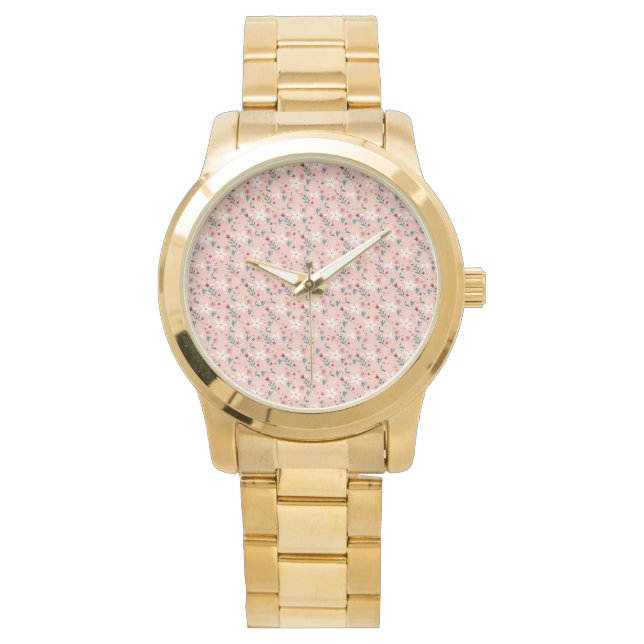 Elegante, rosa Muster Zuhause Armbanduhr (Vorderseite)