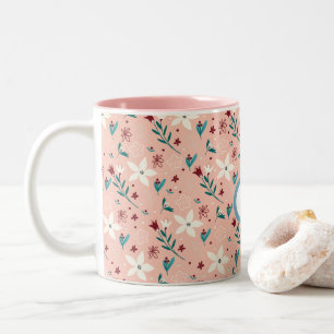 Elegante, rosa Muster Zuhause Zweifarbige Tasse