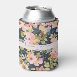 Elegante rosa Navy Wasserfarben Gewohnte Hochzeit Dosenkühler