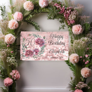 Elegante rosa Nelken 50. Geburtstagsfeier  Banner