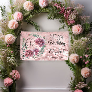 Elegante rosa Nelken 60. Geburtstagsfeier  Banner