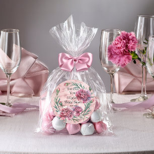 Elegante rosa Nelken Brautparty Runder Aufkleber