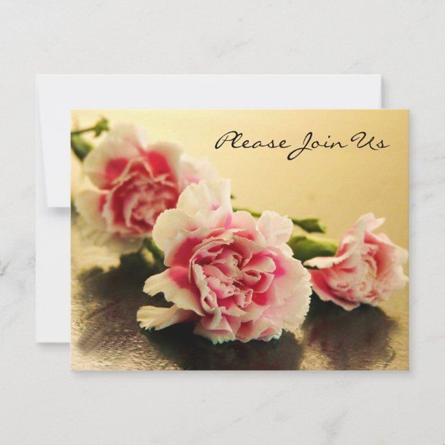 Elegante Rosa Nelken Hochzeit Verlobung Einladung (Vorderseite)