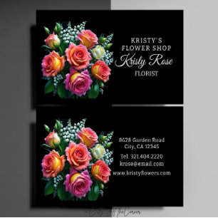 Elegante rosa orangefarbene weiße Rosenblüten-Blum Visitenkarte