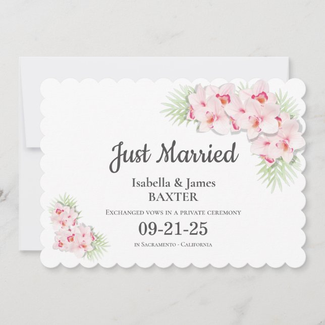 Elegante Rosa Orchid-Hochzeitsankündigung Ankündigung (Vorderseite)