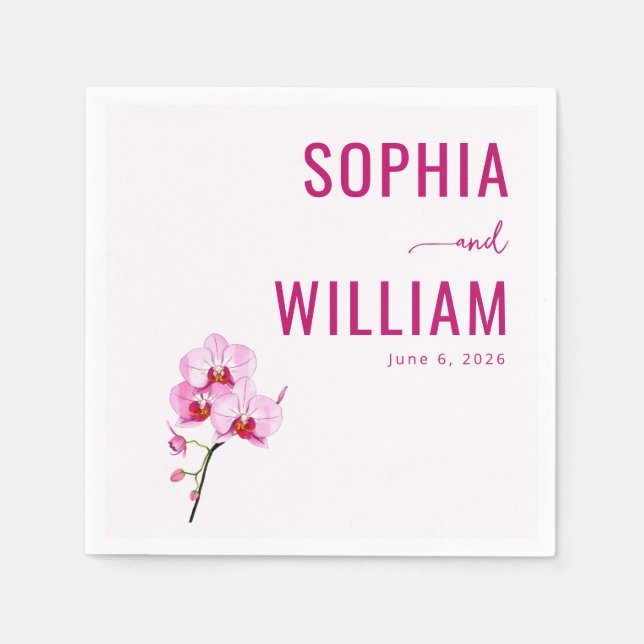 Elegante Rosa Orchidee Minimalistisch Serviette (Vorderseite)