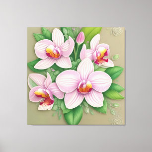 Elegante rosa Orchideen blühen Leinwanddruck