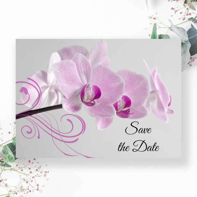 Elegante rosa Orchideen Hochzeit speichern das Dat Einladung (Von Creator hochgeladen)