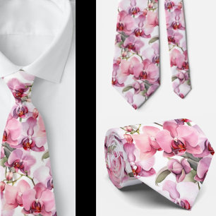 Elegante rosa Orchideen-Krawatte Krawatte