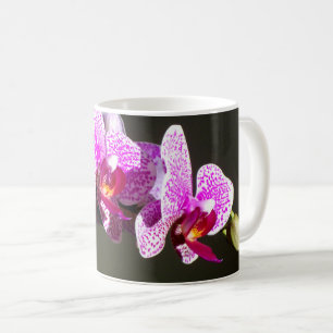 Elegante rosa Orchideen tropische Blüten Kaffeetasse