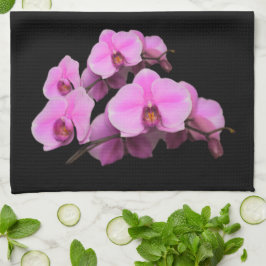 Elegante rosa Orchids Phalaenopsis auf schwarz Geschirrtuch