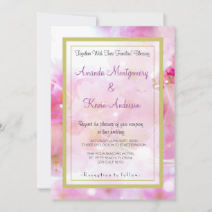 Elegante rosa Pastell-Kirschblüten-Hochzeit Einladung