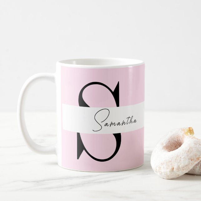 Elegante rosa Pastellfarben - personalisierte Umar Kaffeetasse (Mit Donut)