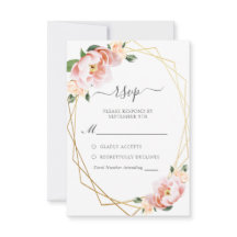 Elegante rosa Peach Peony Gold Geometric Wedding