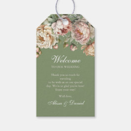 Elegante Rosa-Peonies-Gastgeschenk Hochzeit Geschenkanhänger