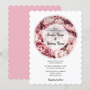 Elegante Rosa Peonies Hochzeiten Einladungen