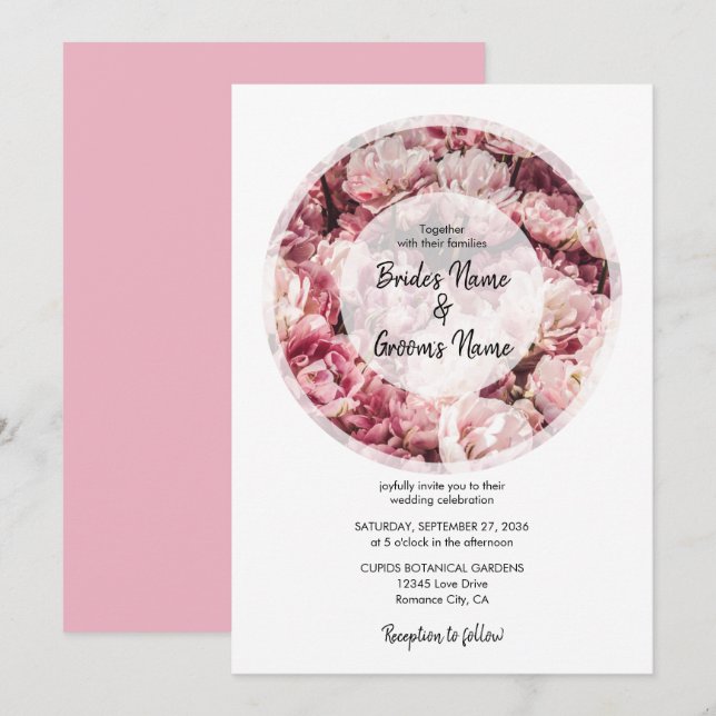 Elegante Rosa Peonies Hochzeiten Einladungen (Vorne/Hinten)