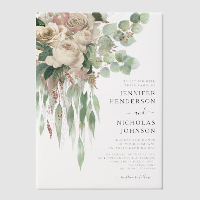 Elegante Rosa Peonies Wedding (Vorderseite)