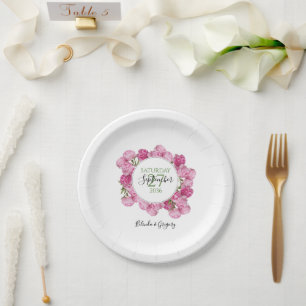 Elegante Rosa Peonies Wedding Pappteller