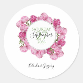 Elegante Rosa Peonies Wedding Runder Aufkleber